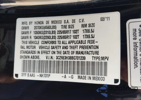 2011 Honda Cr-V Lx z USA, uszkodzony, nr VIN 3CZRE3H38BG701239